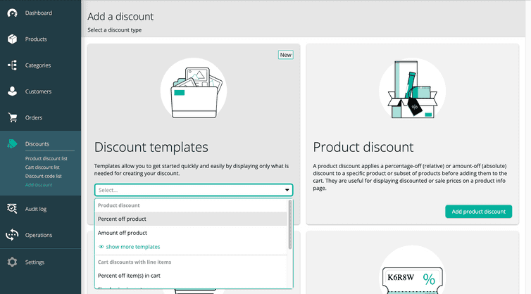 Discount templates