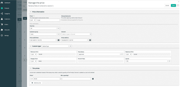 manage price view